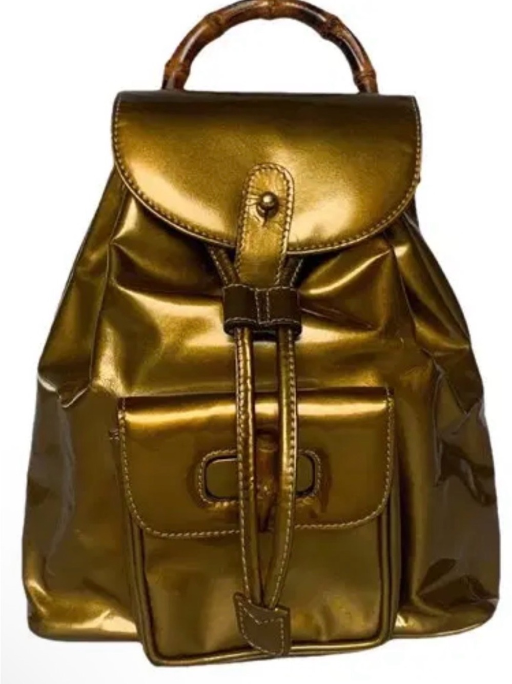 GUCCI Bamboo Mini Backpack Metallic Gold
